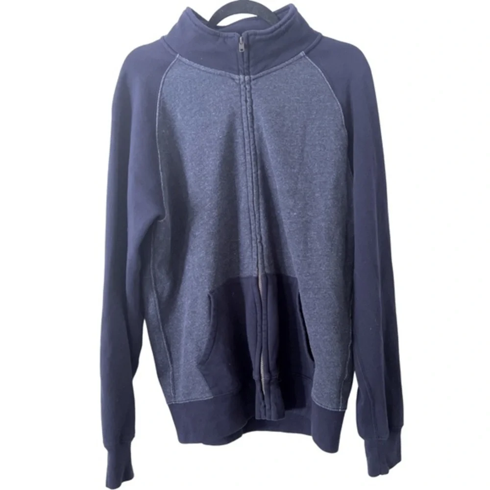 J. Crew Vintage‎ Fleece Full Zip Sweatshirt Navy Blue L